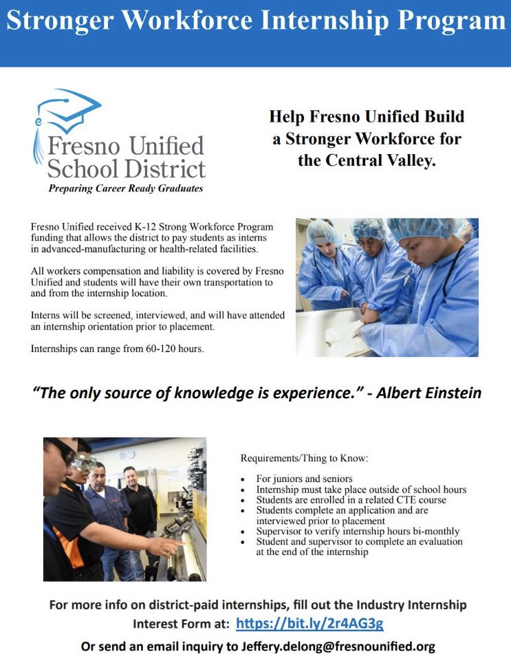 Interested in hosting interns this summer?  Please click the link to complete the interest form for more information! bit.ly/2r4AG3g <a href="/CareerReadyGrad/">FresnoCareerReady</a> @GoSJVMA <a href="/BettsCompany/">Betts Company</a> @Fresno_Business <a href="/UCSFFresno/">UCSF Fresno</a> <a href="/CommunityMed/">Community Health System</a> <a href="/kpnorcal/">KPNorthernCal</a>