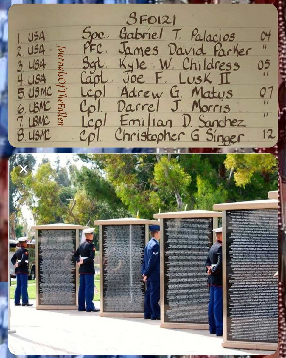 flagguy3063's tweet photo. Patriots our Fallen Warriors KIA for Jan 21st. May they Rest in Peace with God's loving embrace.
#SemperFidelis
#ECasas
#V3P73
#JOTF2487
#NeverForgotten6997
#JournalsOfTheFallen
@onefamilybrew @Stooge_3 @Gruntstyle @OUTLIER122
@EchoinRamadi @AngelWarrior321 https://t.co/Ky5cepKuPb