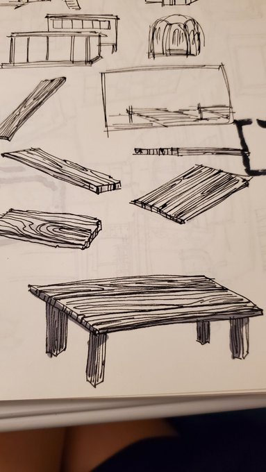 I'm trying to practice drawing things and buildings feat. some drawings of my room and living room 