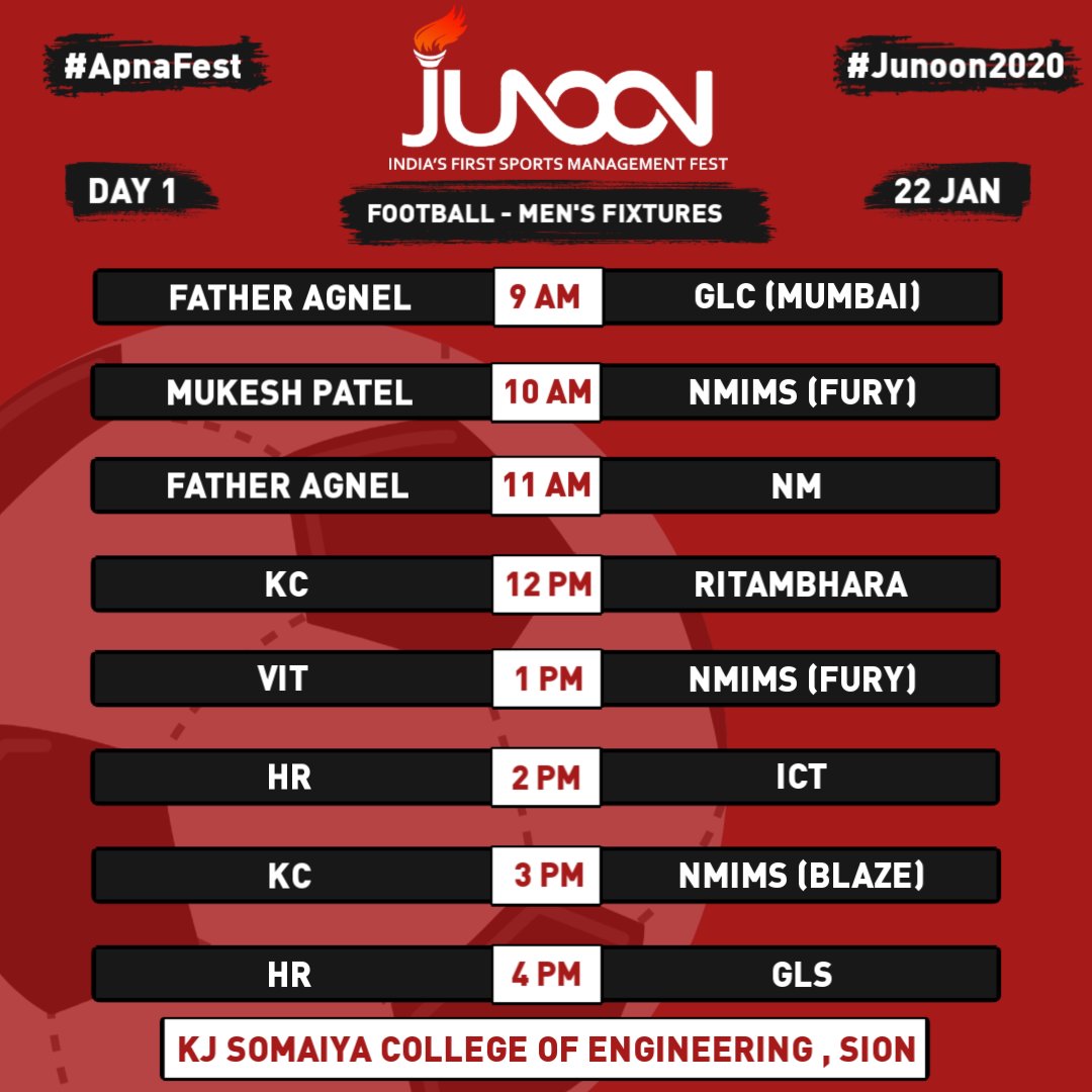 junoonsportfest's tweet photo. Jersey ✔️
Shoes ✔️

All eyes on Junoon 2020 Day 1 Fixtures ✨

Some exciting clashes ahead 😍

Which team are you cheering for? 📣

#Junoon2020 #ApnaFest #Sports #management #fest #Mumbai @info_iism https://t.co/3Co96Wc24D
