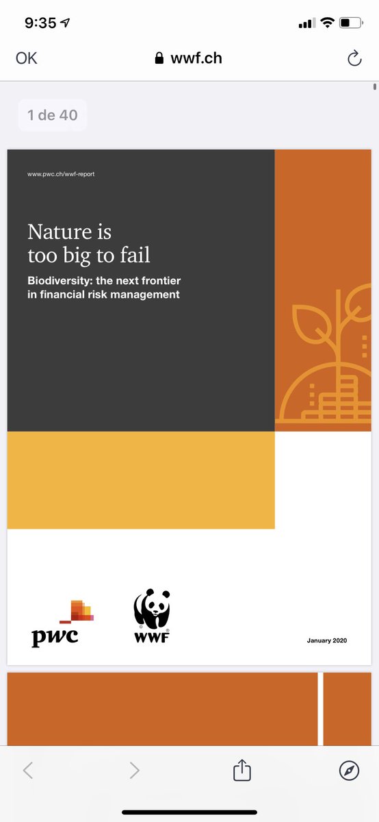 Nature is too big to fail. Great report of <a href="/PwC_Switzerland/">PwC Switzerland</a> and <a href="/WWF_Schweiz/">WWF Schweiz</a> that tell us what have we learned on climate debate and to put biodiversity conservation and restoration as top priority to keep global warming below 1.5 wwf.ch/sites/default/…