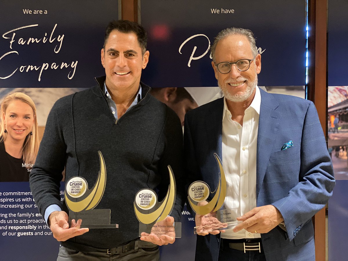 Honored to accept the <a href="/PortholeCruise/">Porthole Cruise and Travel</a> editors choice awards for <a href="/MSCCruisesUSA/">MSC Cruises (USA)</a> Best Production shows, Best new Shore Ex Tour MSC accessible tour program , Best New Private Island #MSCOceanCay