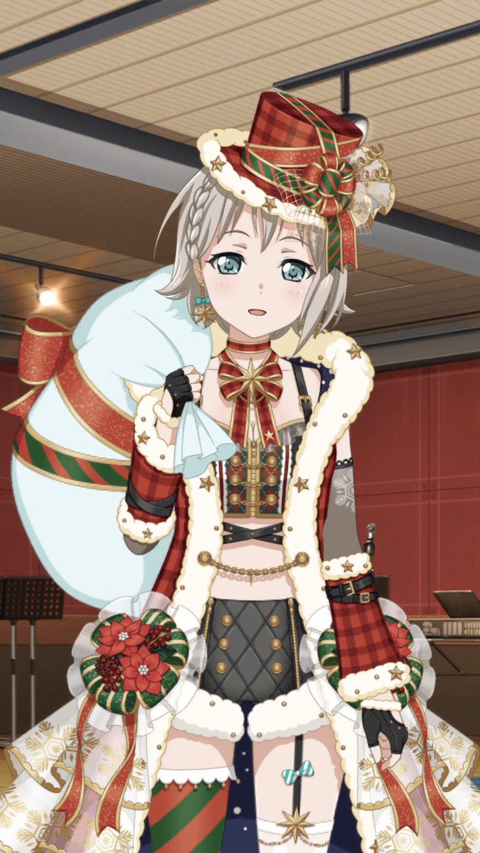 bandoriree's tweet photo. そういえば、前回のクリスマスイベントで何気なく引いたらモカちゃん当たったの忘れてて今取り急ぎ衣装着せたら…😍

てか、甲賀忍法帖めっちゃむずくない？
全然フルコンできない https://t.co/bjxNI6Vj1c