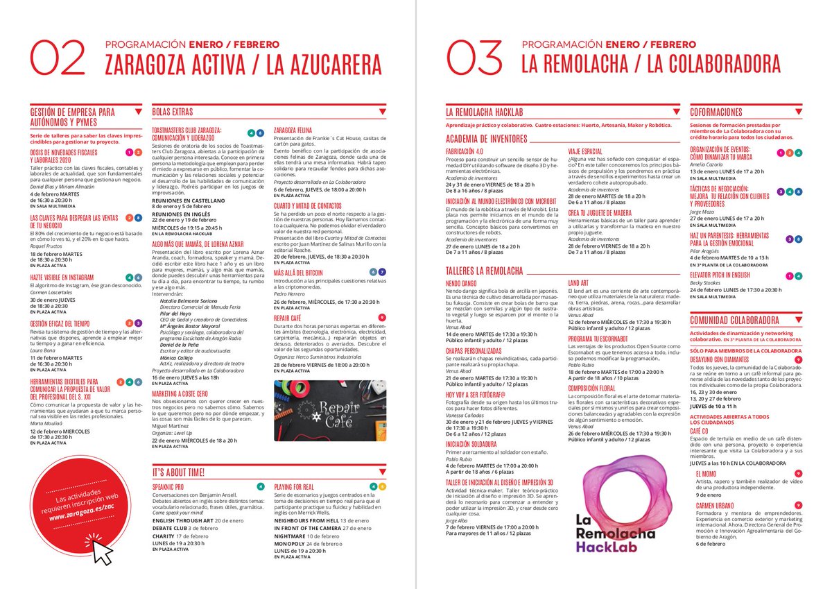 ZGZActiva's tweet photo. ¡Ya lo tenemos!

Tenemos el #programa de #actividades de #ZaragozaActiva para enero y febrero 2020.

Para empezar el año formándote y participando en lo que te interesa https://t.co/RAORyzHv59 

Apúntate en #REDZAC https://t.co/bAoAciPLzy 

#Zaragoza https://t.co/GetuHPeSLj