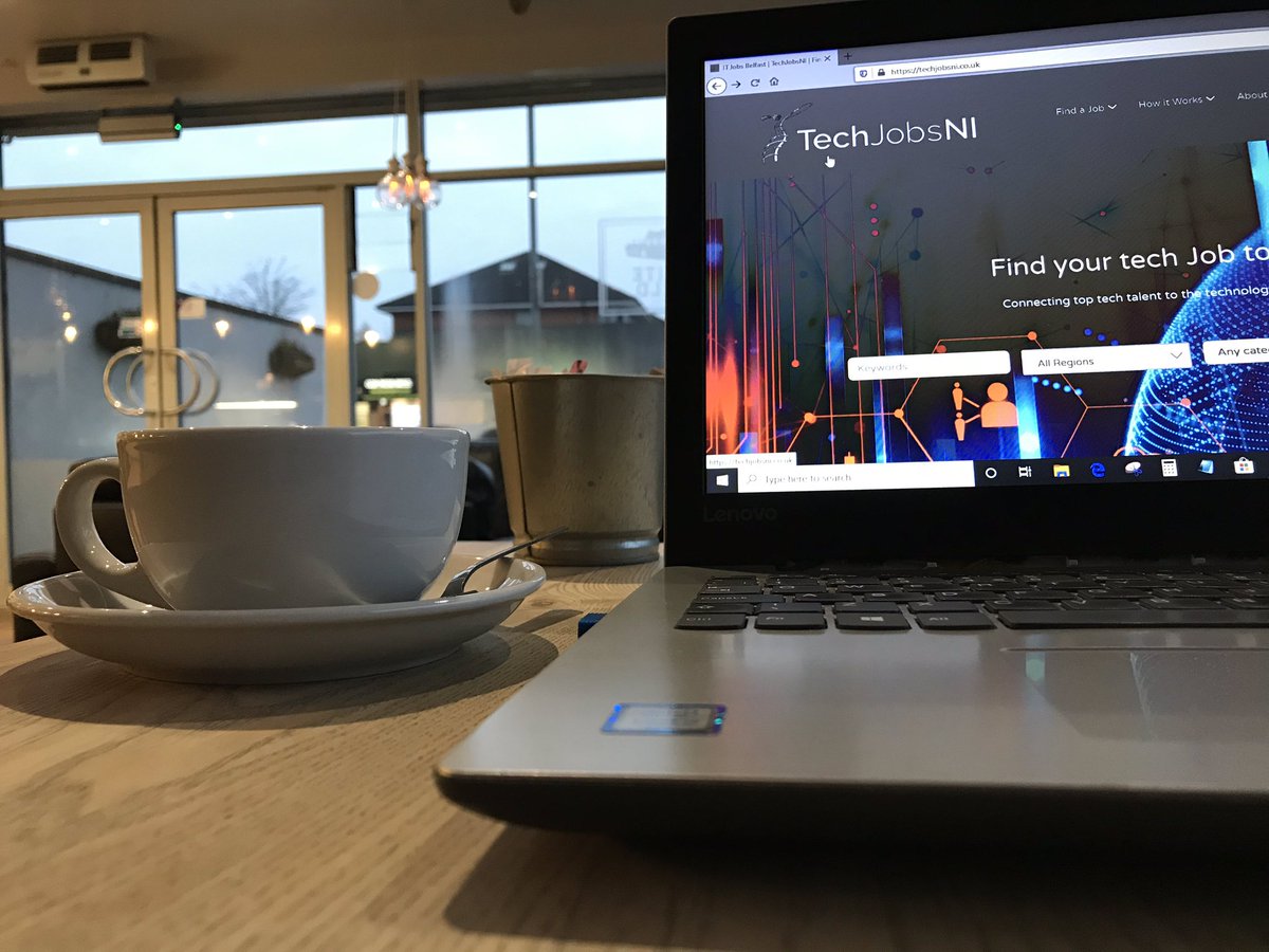 TechJobsNI, fuelled by coffee. Busy day of client visits #TechJobsNI #startuplife