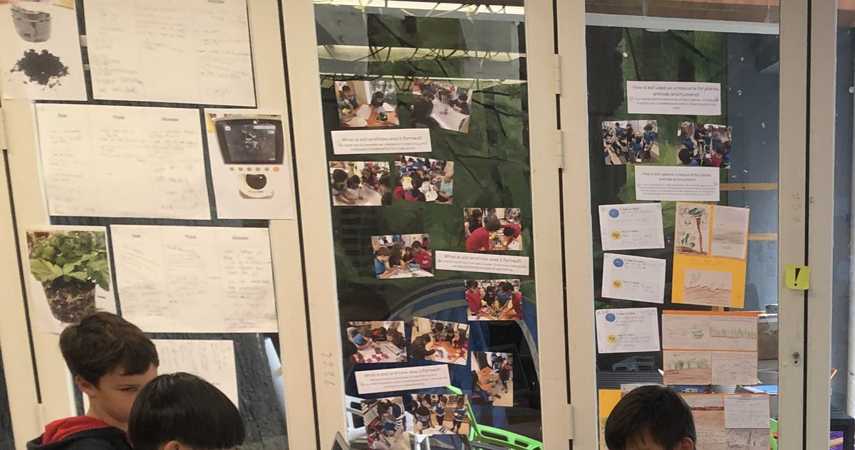 kellyinhk's tweet photo. My work goal for this year is to be better at documenting the process of student learning on the wall to support them in reflecting and understanding the journey they're on. This is my first attempt with our Soil Science inquiry. #makinglearningvisible #classroomwall https://t.co/8WOiqKplx9