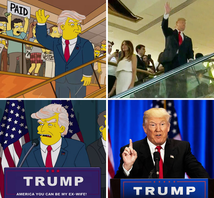 The Simpsons Predicted Trump For President Way Back In 2000The Simpsons has been known to accurately predict all sorts of things, but maybe their most impressive prediction of all (and also the most relevant right now...and depressing...) was guessing that Donald Trump would...