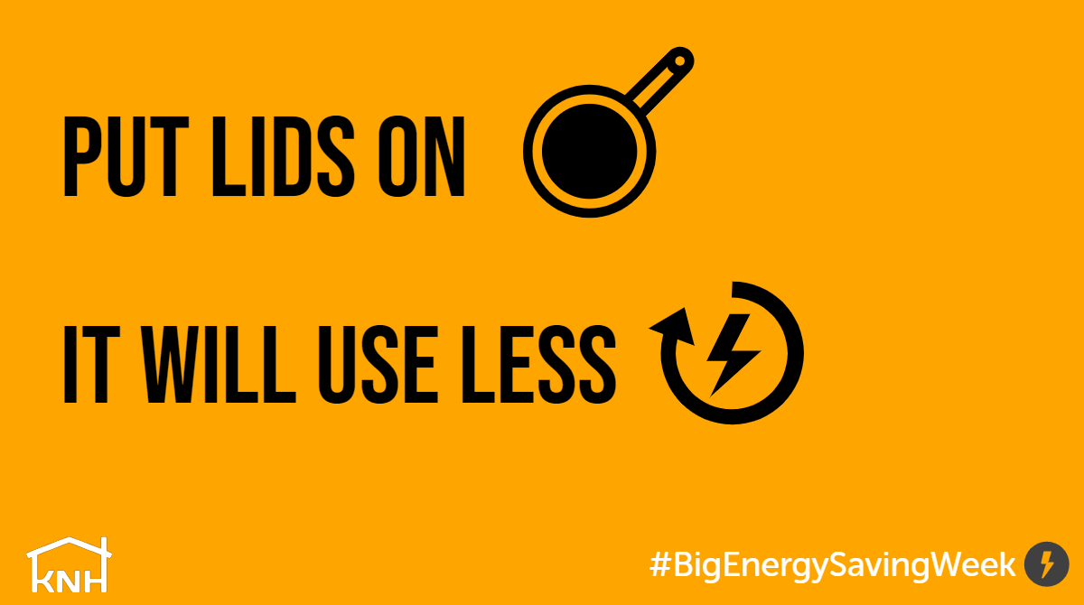 HNKirklees's tweet photo. Use lids on pans when cooking.π₯ Using a pan lid reduces the amount of time it takes to heat up and uses less energy to boil. #BESW2020 #GetSaving https://t.co/j9wtTeMTUO