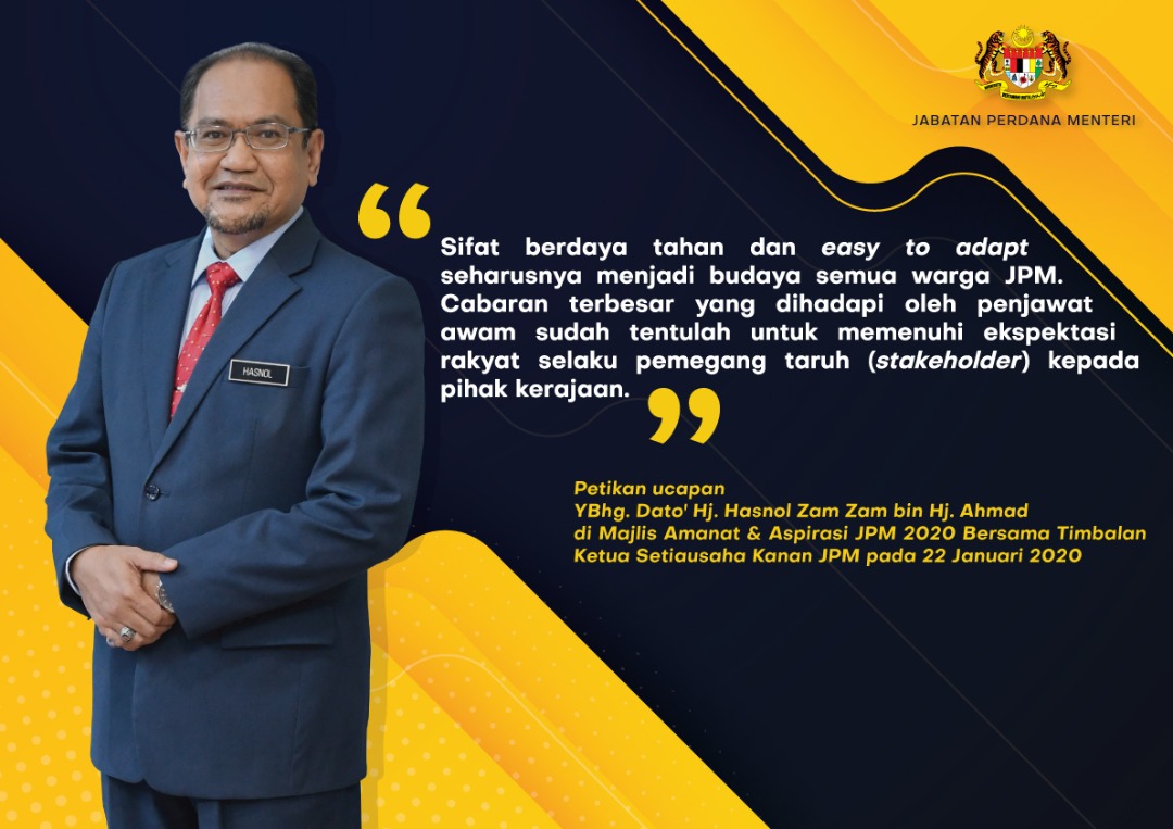 jpmgov_'s tweet photo. Petikan Ucapan YBhg. Dato' Hj. Hasnol Zam Zam Bin Hj. Ahmad di Perhimpunan Bulanan Timbalan Ketua Setiausaha Kanan Jabatan Perdana Menteri pada 22 Januari 2020. 

@HasnolZamZam
@zukiAli_

#PetikanUcapanTKSUK
#DatoHasnolZamZam
#Kemakmuranbersama
#ShareProsperity
#Makmur2030 https://t.co/adpbIE4zMm