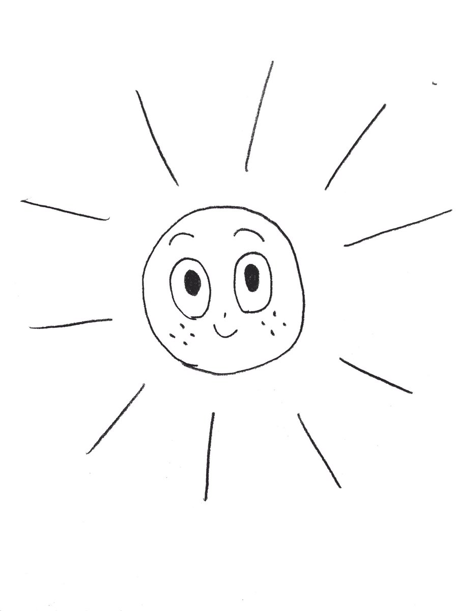 これはアイコンにしようと10秒くらいで描いた太陽デクくんですがアイコンに嵌めて見たら太陽光線の長さがほぼ均一なせいか微生物みたいになったのでやめました🦠 