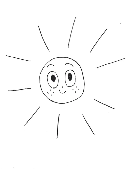 これはアイコンにしようと10秒くらいで描いた太陽デクくんですがアイコンに嵌めて見たら太陽光線の長さがほぼ均一なせいか微生物みたいになったのでやめました🦠 