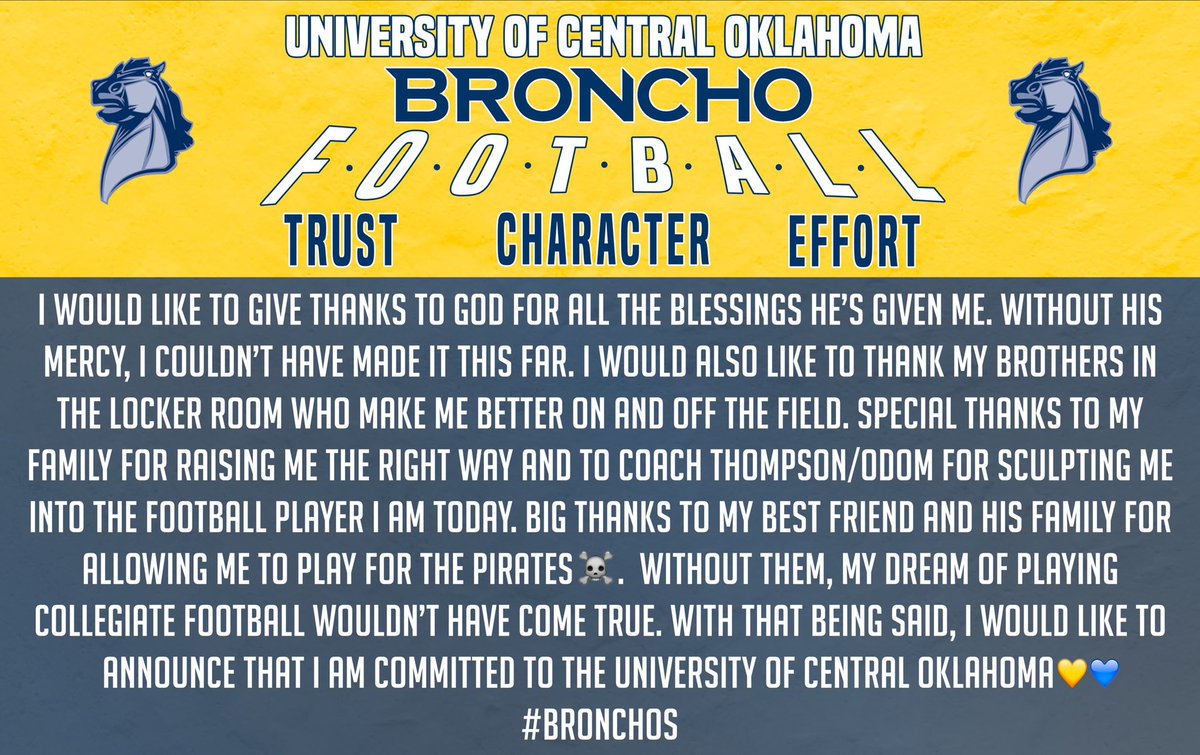 100% Committed 💙💛 #RollBronchos <a href="/_ElijahWright_/">Elijah Wright</a> <a href="/CoachLandryDC/">Dustin Landry</a> <a href="/ctladd24/">Carson Ladd</a>