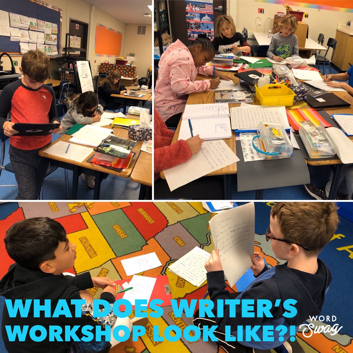 What exactly does Writer’s Workshop L👀K like⁉️ #marquezcharter 
#thirdgradewriters ✏️🖊📓🔎
@literacypartners 
@lausd_ldwest 
@lausd