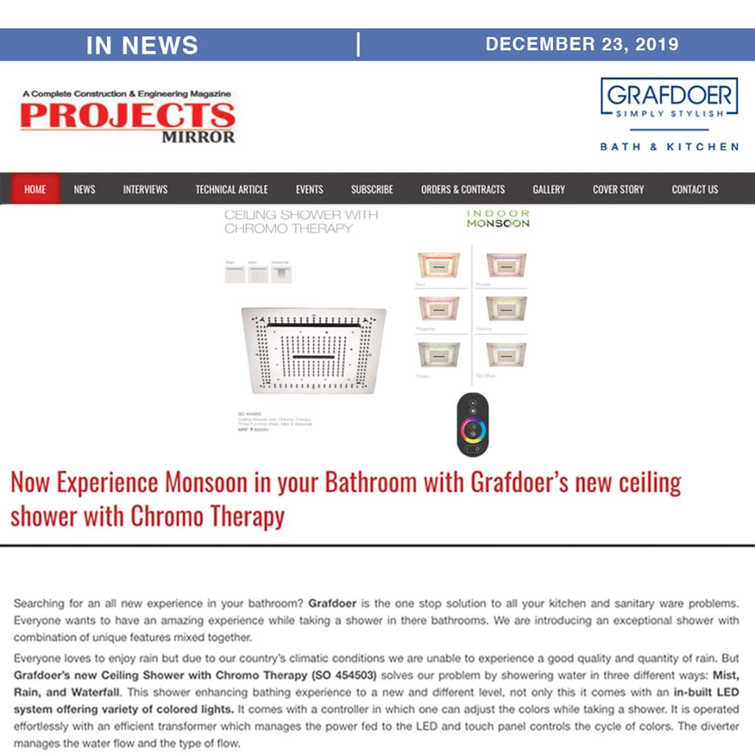 Grafdoer's tweet photo. Grafdoer's New Product (new ceiling shower with Chromo Therapy) Release by Projects Mirror.
Read More: https://t.co/WObAOF8gnE
#ProjectsMirror #Grafdoer #SimplyStylish #CeilingShower #ChromoTherapy #Fauctes #Showers #Bathroom #GrafdoerGroup #Sanitaryware https://t.co/DJ6jZkniFK