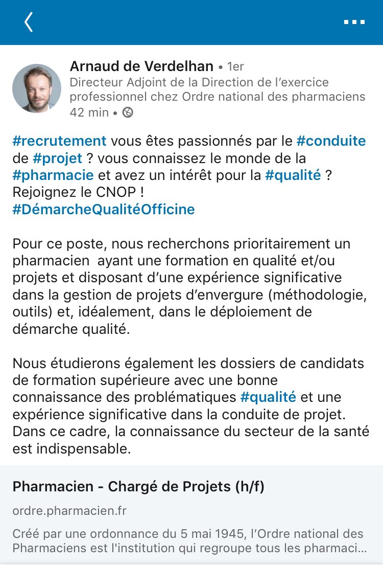FlBontemps's tweet image. Personne d’intéressé dans la #Teampharma ? @Ordre_Pharma recherche un pharmacien pour suivre le projet de démarche Qualité à l’officine.
