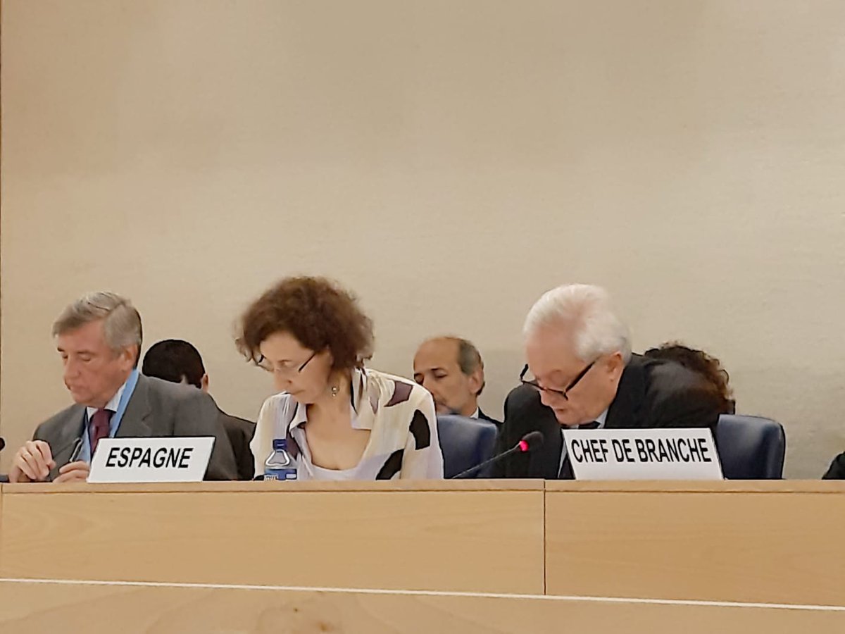 SpainMFA's tweet photo. At the presentation of #Spain's #UPR National Report before the @UN_HRC in #Geneva, State Secretary for Foreign Affairs @SEAEXValenzuela states that #Spain is a pioneer in linking the implementation of the UPR recommendations with the national #2030Agenda.

#UPR35 @UPRinfo #SDGs https://t.co/e2LJwA1MBR