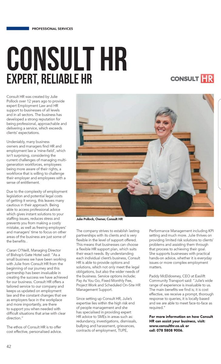 consulthr_NI's tweet photo. We made it into this edition of @Derry_Chamber magazine๐ค. Check us out here to find out a bit more about us๐ค. #staffingproblems #hrsupport #hroutsourcing https://t.co/tWSwgTIpmy