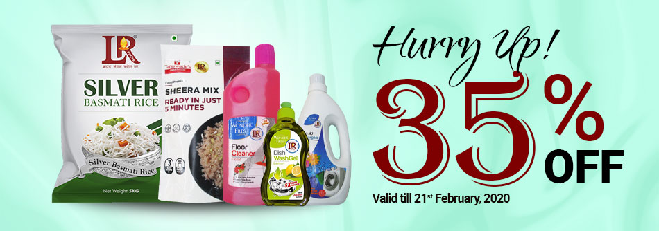 Lractiveworld's tweet photo. Hurry Up!!

LR Complete Family Shops now offers 35% off across all Groceries, Masalas, Household and Beauty &amp; Skincare Products, Soaps &amp; Toiletries &amp; Ready-to-Cook premium products. (Spl offer valid till 21st Feb, 2020)

LRShoppy (our Online Store - https://t.co/FXRBFXKz91 ). https://t.co/RHpN4hsJFW