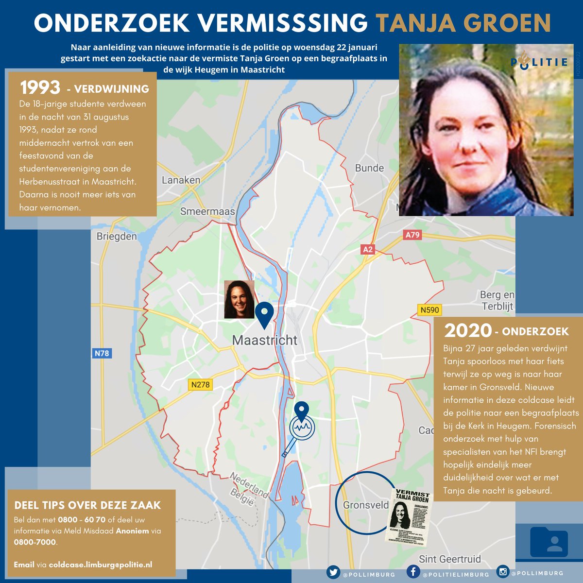 BREAKING: zoekactie @POLlimburg nav nieuwe informatie over de sinds 1993 vermiste #TanjaGroen.