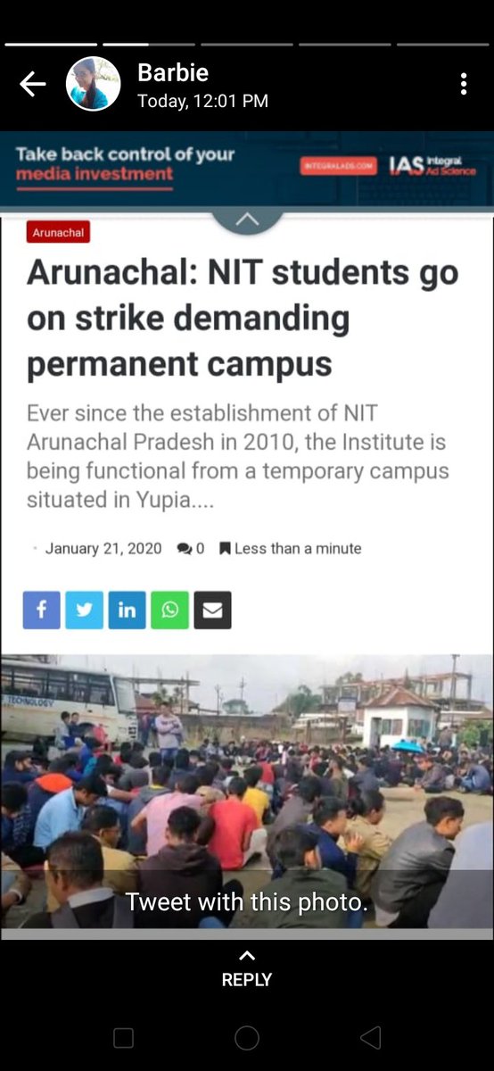 Shivani47876572's tweet photo. #ArunachalMangeCampus
#NITArunachalPradesh 
@PMOIndia
@HRDMinistry 
@timesofindia 
@the_hindu 
@PemaKhanduBJP 
@Telegraph
@EconomicTimes 
@ArunachalCMO https://t.co/5YNFPf45Aa