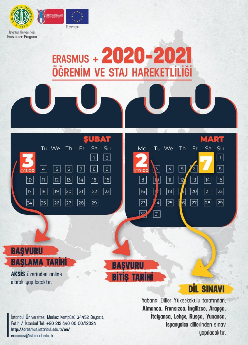2020-2021 Erasmus+ Öğrenim ve Staj Hareketliliği Başvuruları 3 Şubatta Başlıyor 🏃‍♂️🏃‍♀️@iusubilimleri