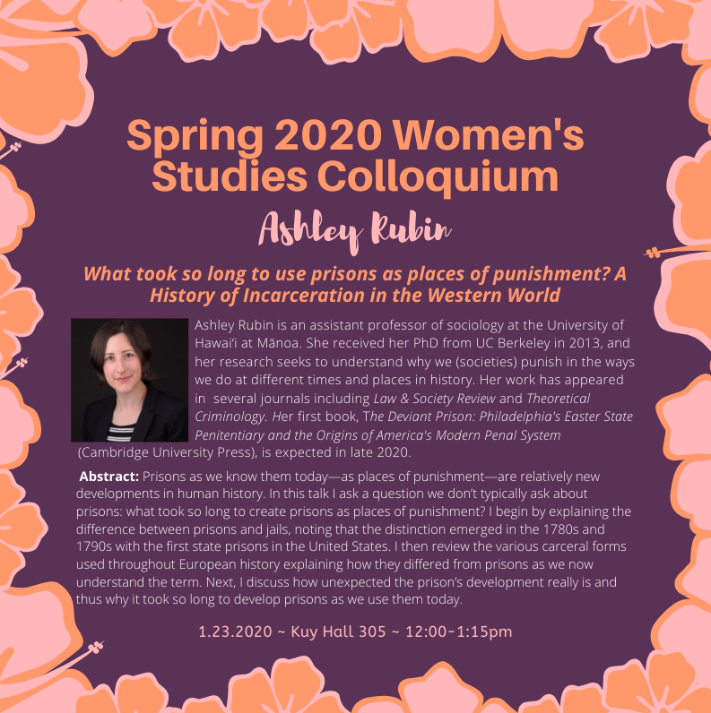 on_ws_studies's tweet photo. We are excited for our first Colloquium for Spring 2020! Please join us for Ashley Rubin's talk this Thursday (1/23) 12:00-1:15PM at KUY 305. https://t.co/Oi7JSIsFUa