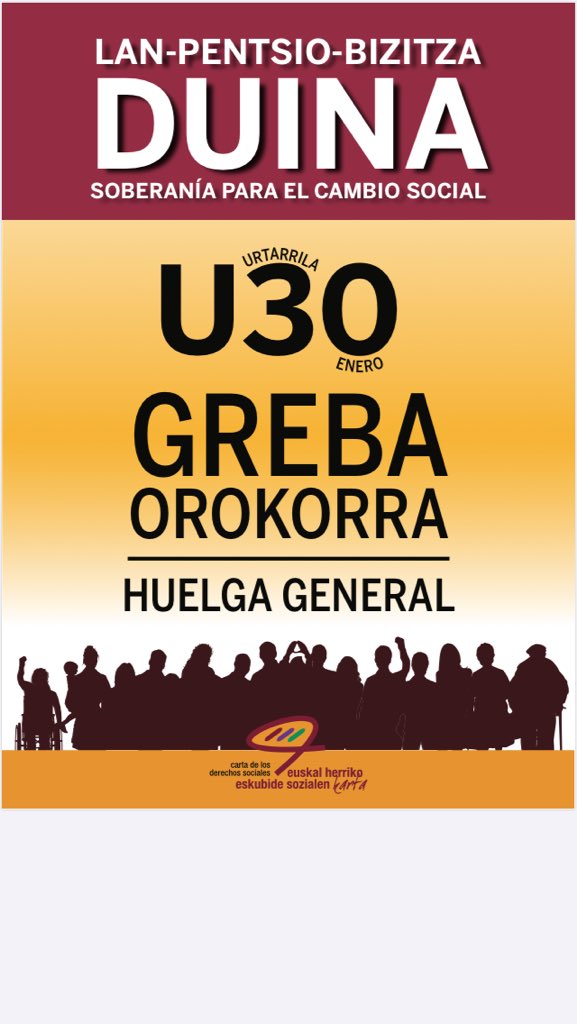_Apallu_'s tweet photo. Urtarrilak 30, osteguna, #Apallu itxitxe eongo'ra greba orokorran deialdixaz bat etxen douelako.
Lan, pentsiรฑoi eta bixitxa duinan alde... #U30GrebaOrokorra โ๐พ #OparotasunaDenontzat https://t.co/RN5qAp2CUL
