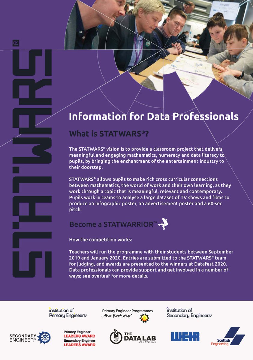 primaryengineer's tweet photo. **Calling Data Professionals** we need your help! The @Statwars_ competition is in full swing but schools need your help to create a better understanding of #DataScience &amp; to help apply to their projects. If you can help get in touch at info@statwarscompetition.com #STATWARRIORS https://t.co/hpfXSafv4O