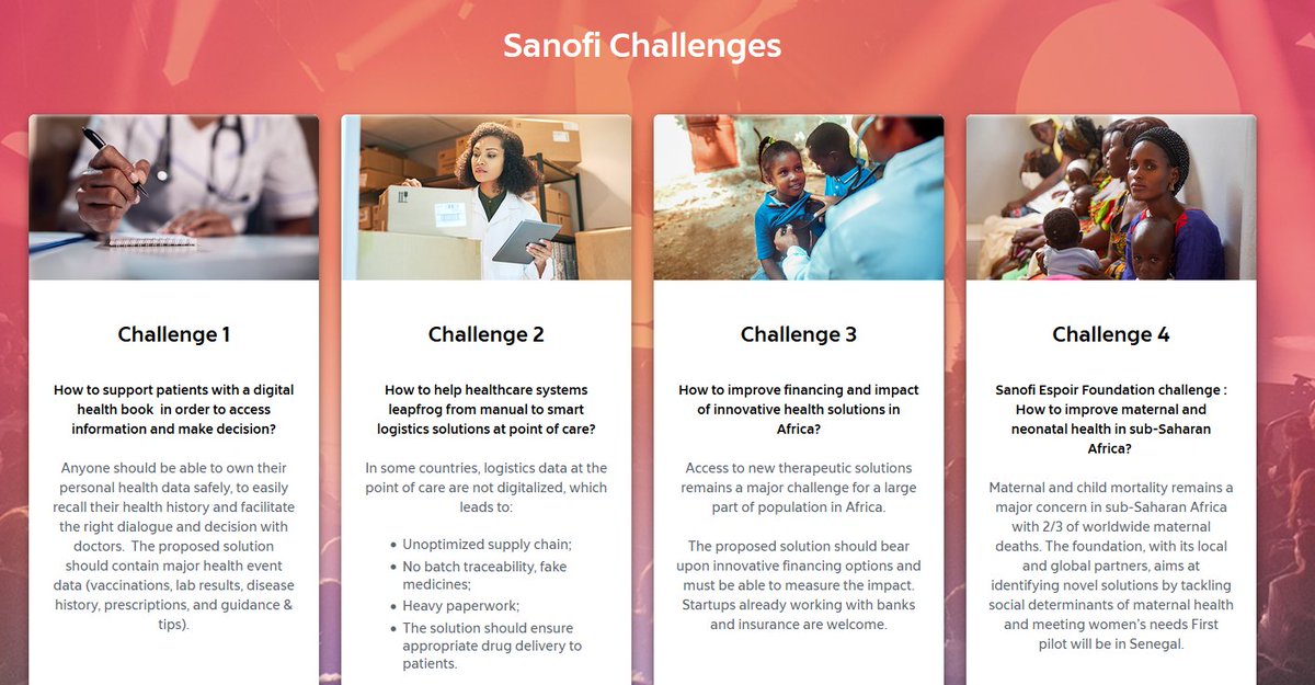 AssociationHkl's tweet photo. Sanofi, in line with its focus on #innovation in #Africa, is launching Sanofi Challenges: 4 challenges aimed at finding innovative solutions to improve access to #healthcare healthcare services.👉https://t.co/kXOnxMjRyY https://t.co/iBgS0scnFg