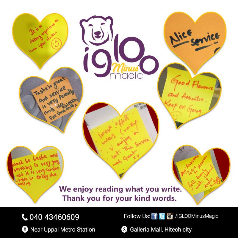 IglooMinusMagic's tweet photo. We love reading what you write. Thank you for your kind words. We’re so glad you enjoyed your food at IGLOO MINUS Degree MAGIC https://t.co/vHW7940NlC