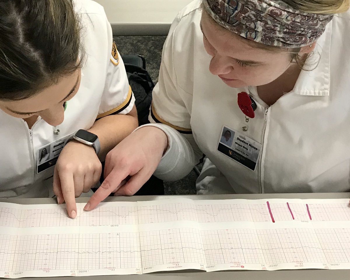 ccc_nursing's tweet photo. Back in the swing of clinical with new knowledge! #CCCSON juniors interpreting fetal heart rate monitoring strips. So much to learn :) #intelligent #focused #dedicated #ProfWagner #mombaby #cedarcrestcollege https://t.co/vxwwir5FLr