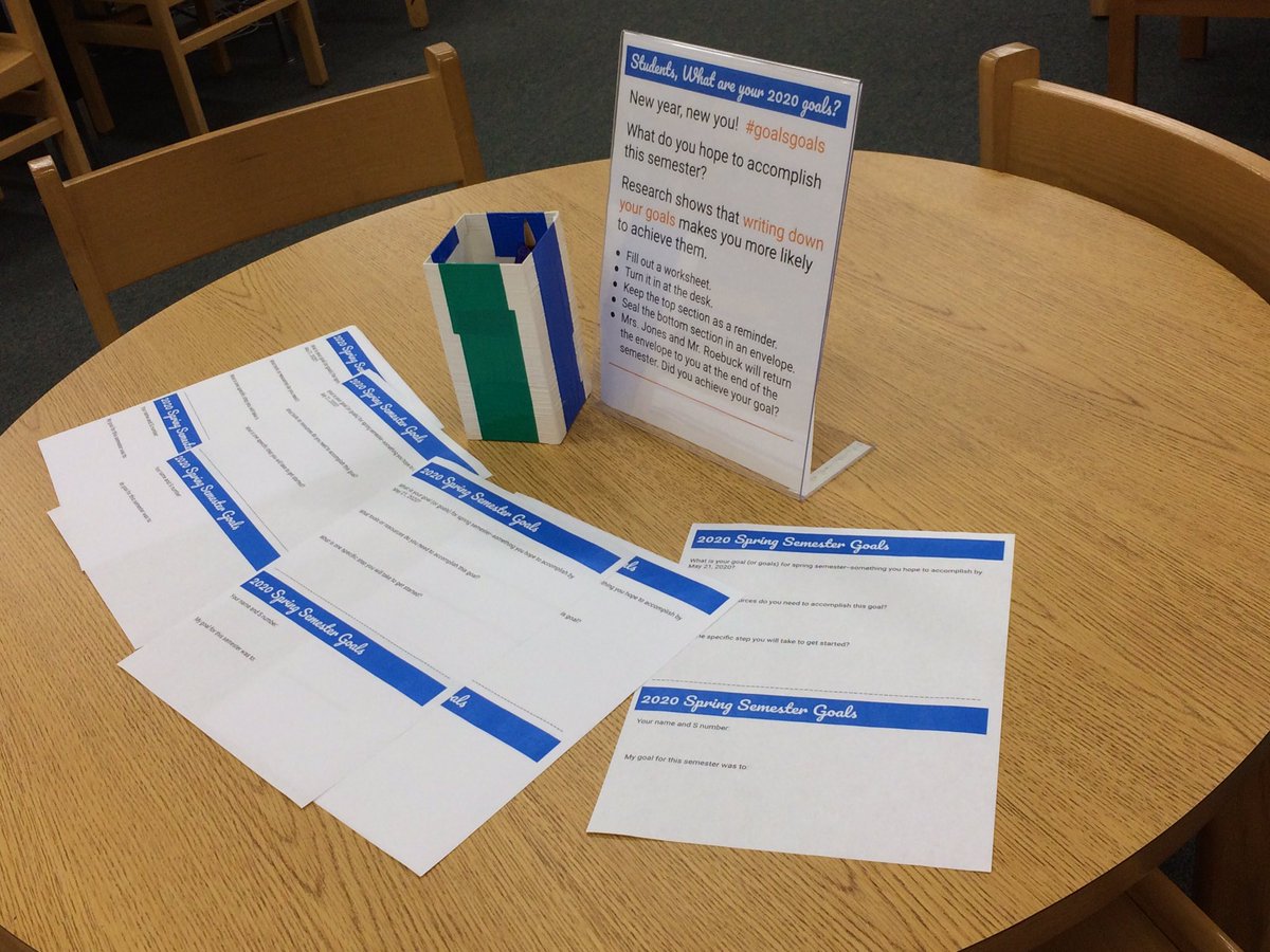 LithoniaLibrary's tweet photo. What are your goals for the new year? Browse the collection for lots of ideas. We encourage students to stop by and record their semester goals! #accountability #goalsgoals https://t.co/kvmxDVOyN9