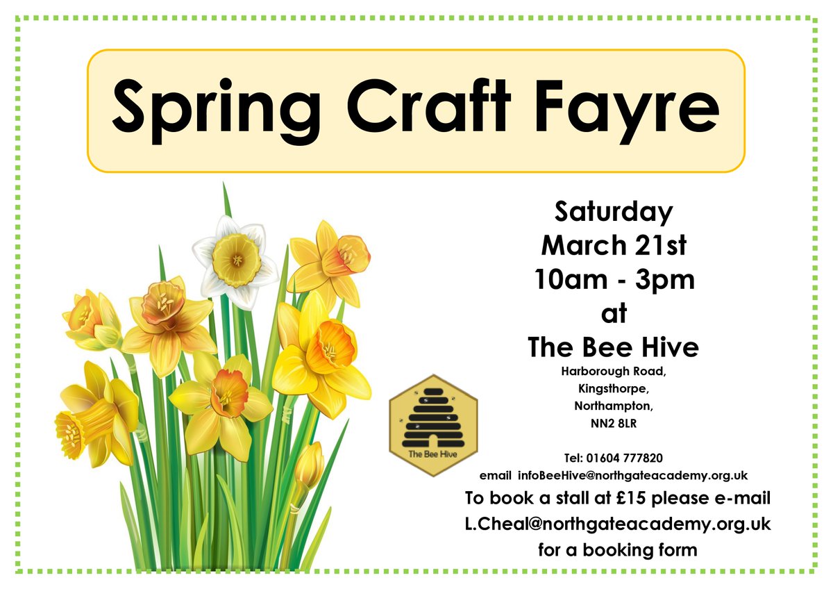 The Bee Hive (@ntonbeehive) on Twitter photo #fair to book a #stall at our popular #craft #fayre please email L.Cheal@northgateacademy.org.uk #kingsthorpe #Northampton #event #fair to book a #stall at our popular #craft #fayre please email L.Cheal@northgateacademy.org.uk #kingsthorpe #Northampton #event