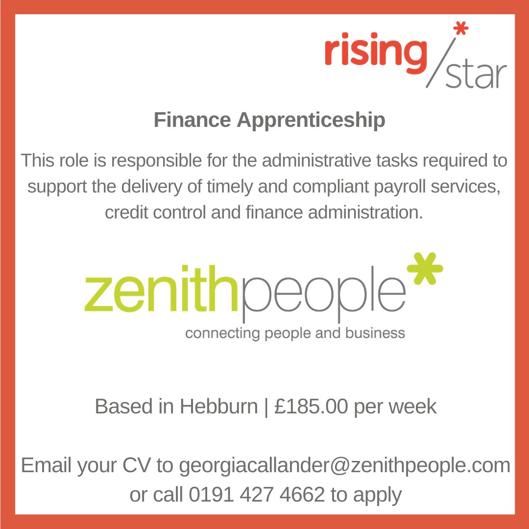 Zenith People are looking for a Finance Apprentice to join their team.

Get in touch by emailing your CV to georgiacallander@zenithpeople.com 

#apprenticeship #apprentice #careers #finance #qualifications