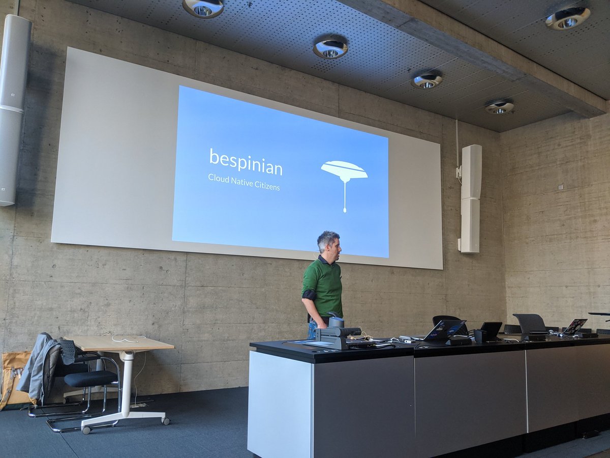 tphilipona's tweet photo. Kustomize your Deployments. @mathis_kretz from @bespinian talking about how kustomize helps devs to manage k8s resources #cloudnativebern https://t.co/o7X7LMQtcm