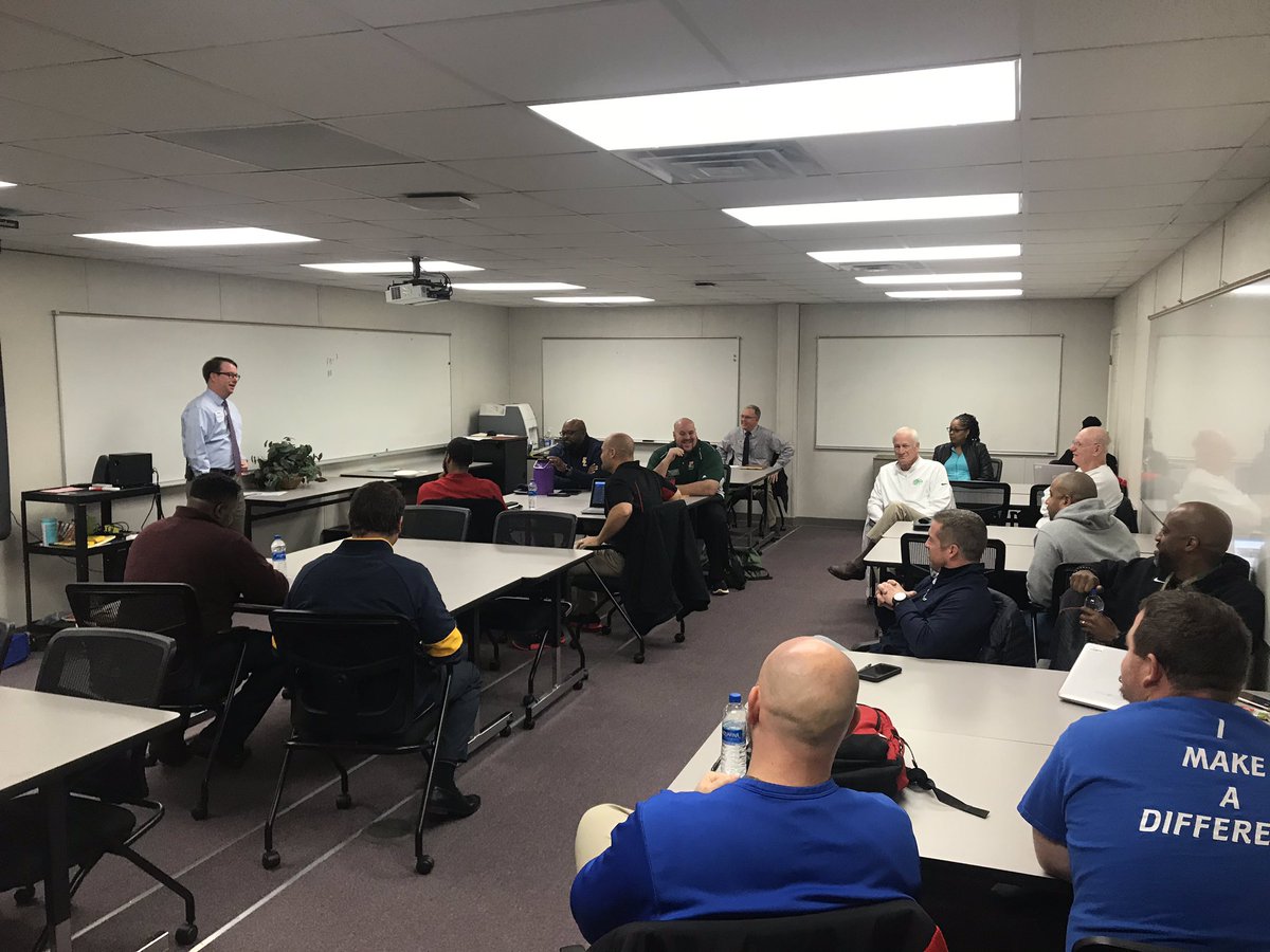 Curt_Miller30's tweet photo. Our 2nd Aspiring AD Cohort this month is going to be great! Stephen Phillips, AD at @LGHS_Athletics and former AD/current Asst. AD at @bufordathletics are both scheduled to speak. Up first is our maintenance Dept. @LearnInHenry @KirkShrum @GabeCrerie @GADACOACHES https://t.co/NuE77cSXfc
