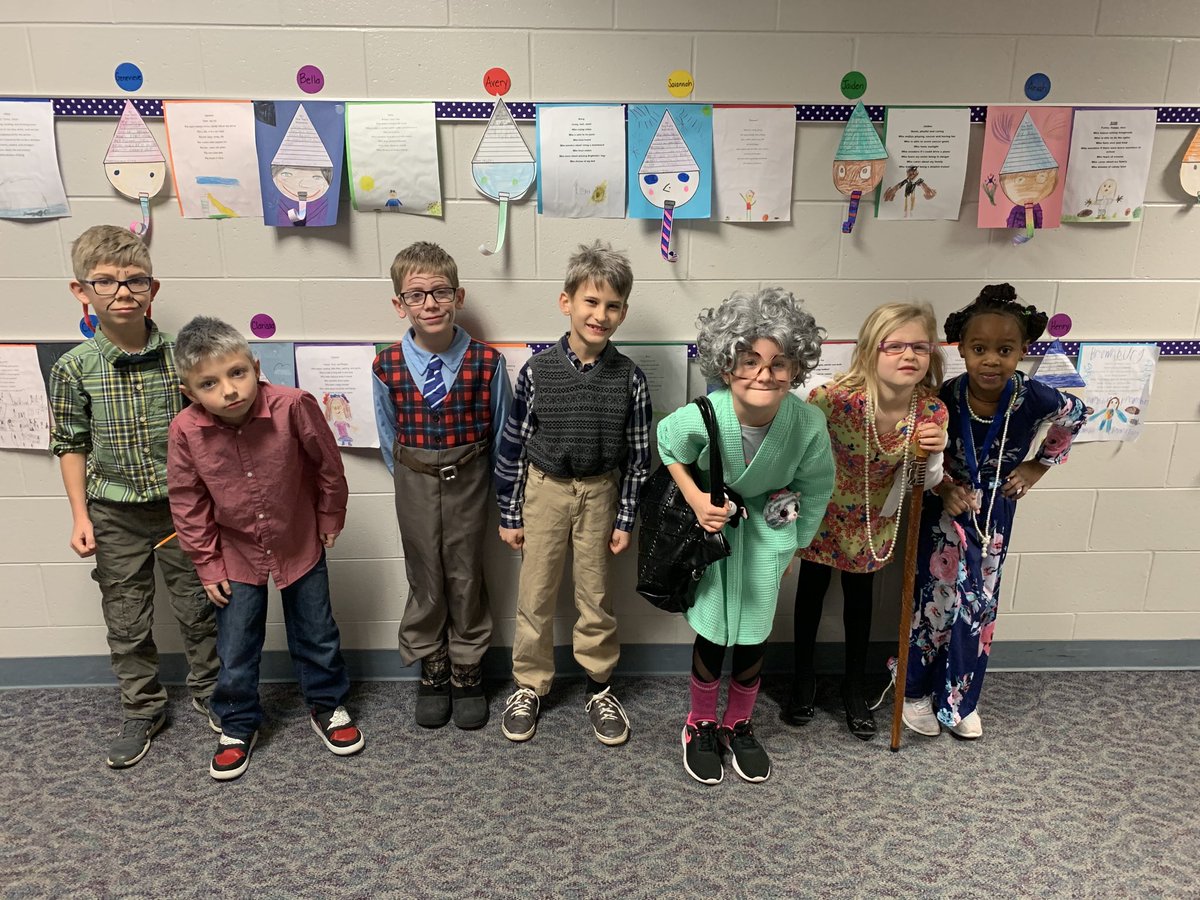 The 2nd grade team celebrates the 100th day of school at Eagle!