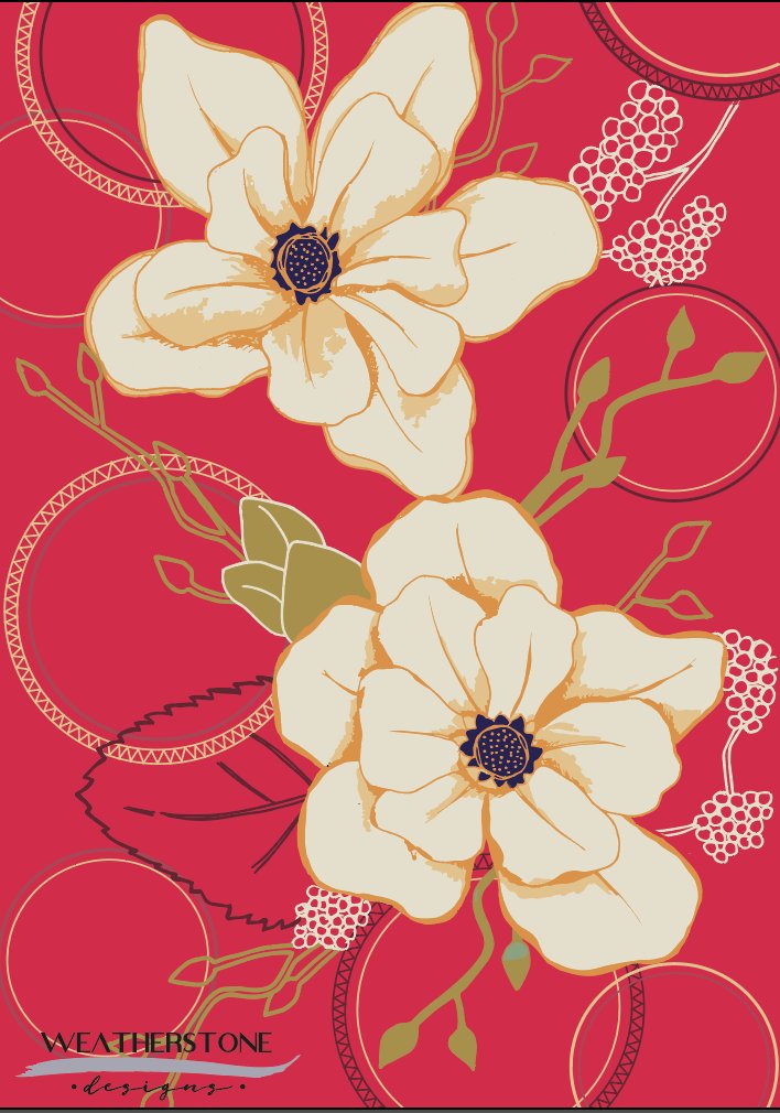 AmyWeatherstone's tweet photo. In honor of CNY here is an oriental inspired floral I created as part of Module 1. #makeitindesign #miidmodule1 #designer https://t.co/ZbIi3jeliA