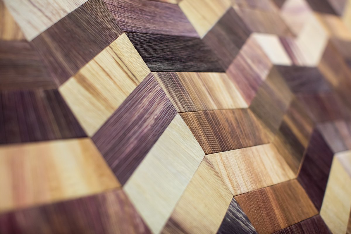 Mosaic of naturally colored tiles.