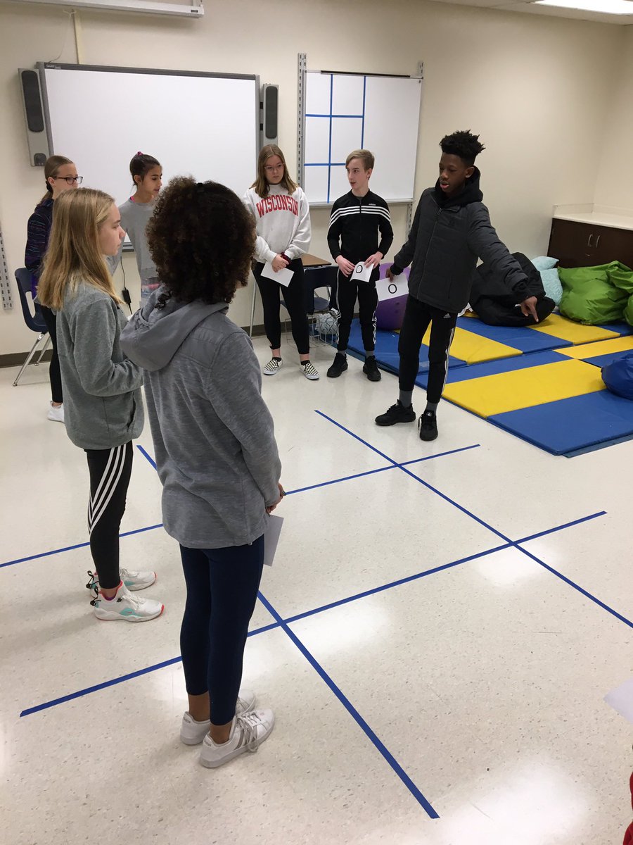 MsLBenishek's tweet photo. No school Friday means team building on Wednesday! Human Tic Tac Toe. @ms_foderaro https://t.co/RSlMw8dVrM