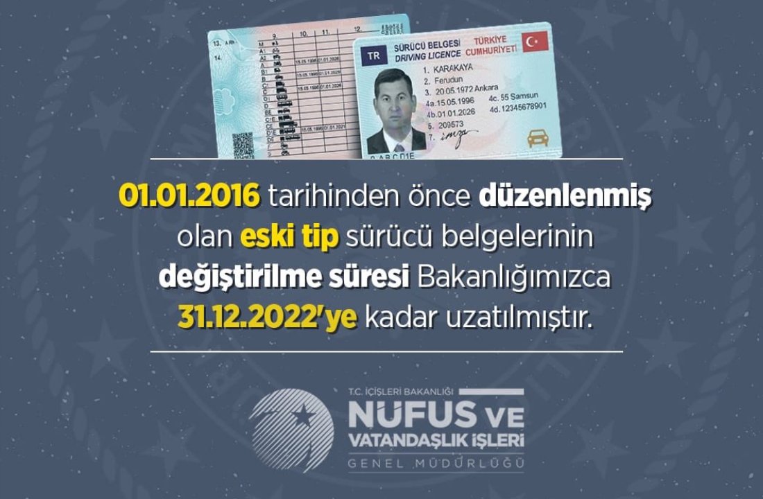 simdiogrendin's tweet photo. 01.01.2016 tarihinden önce düzenlenmiş olan eski tip #sürücü #belgelerinin değiştirilme süresi 31.12.2022’ye kadar uzatılmıştır. https://t.co/8TfzPyaRpW