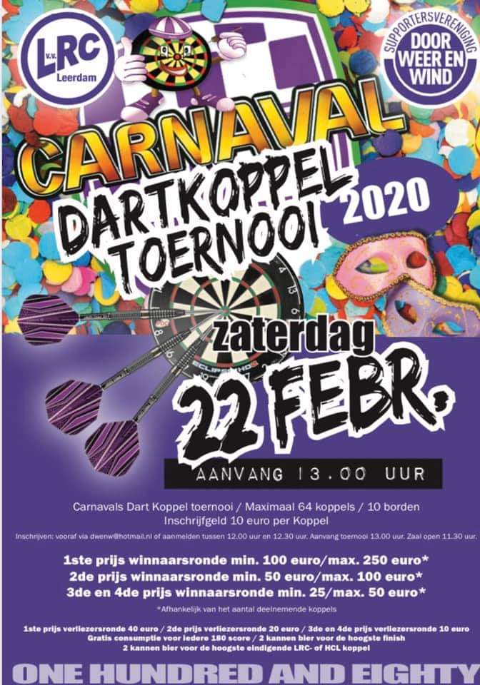 maikelafca's tweet photo. Zaterdag 22 februari as, groot koppeltoernooi darts bij @vvLRCLeerdam in samen werking met @DWenW_LRC @lrcfeestcommiss schrijf je snel in voor deze leuke dag @Opschrijverdt https://t.co/8JDEmXbkYb