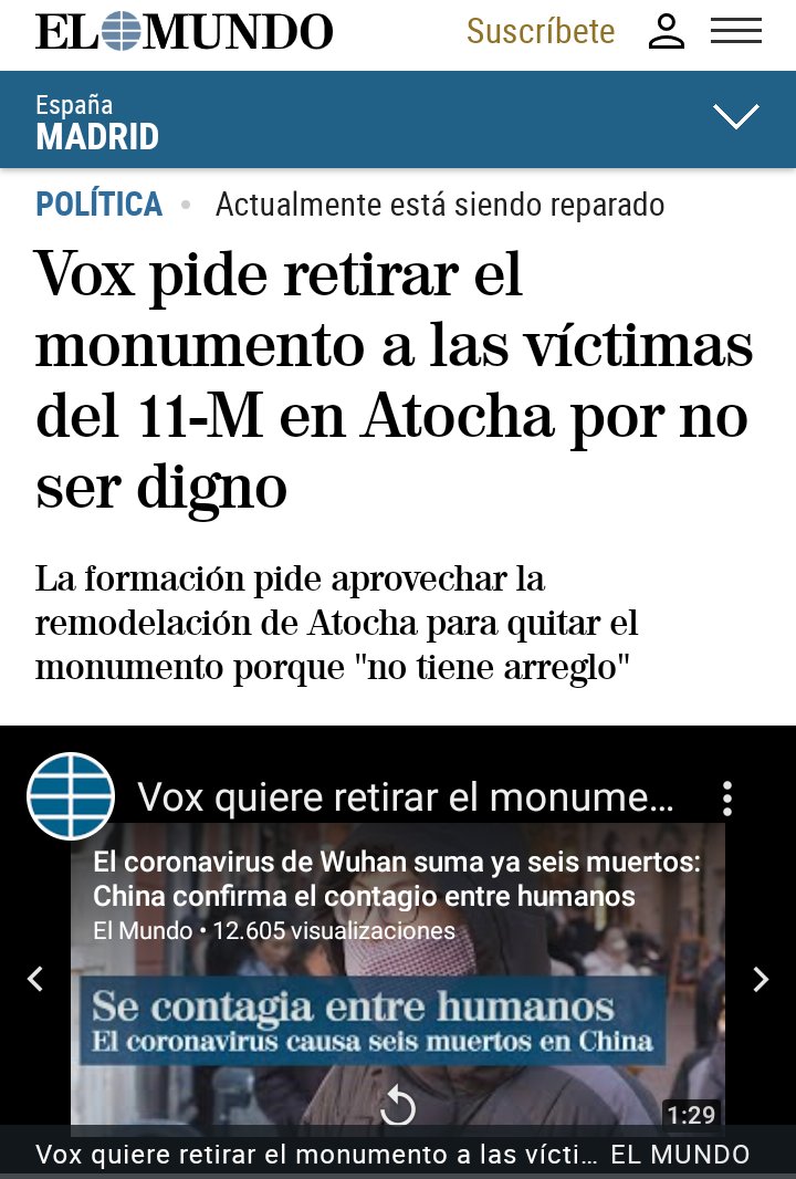 Buenos días buena gente 😻😘
No tengo palabras, me han venido muchas imagenes a la cabeza. Yo yendo al trabajo (Pacífico-Méndez Álvaro) sólo, rodeado de policía, ambulancias, dolor y muerte.
Son La Peste, ese hedor que destilan aunque lleven colonias caras, son el fascismo. 😔