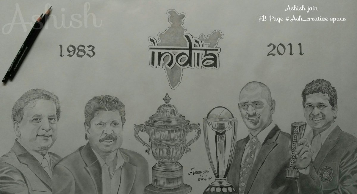 Pencil Sketch 1983 & 2011 World Cup  @msdhoni  @sachin_rt  @1sInto2s  @therealkapildevShare your Views! 