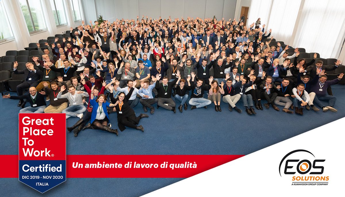 GPTWItalia's tweet photo. Congratulazioni a EOS Solutions per aver ottenuto la #Certificazione di #GreatPlaceToWorkItalia. Complimenti da tutto il nostro team!
#gptw #lavoro #GreatPlaceToWork #employerbranding #EOSSolutions #gptwCertified #certificazione #azienda #Eos https://t.co/IpxXCuSMZR