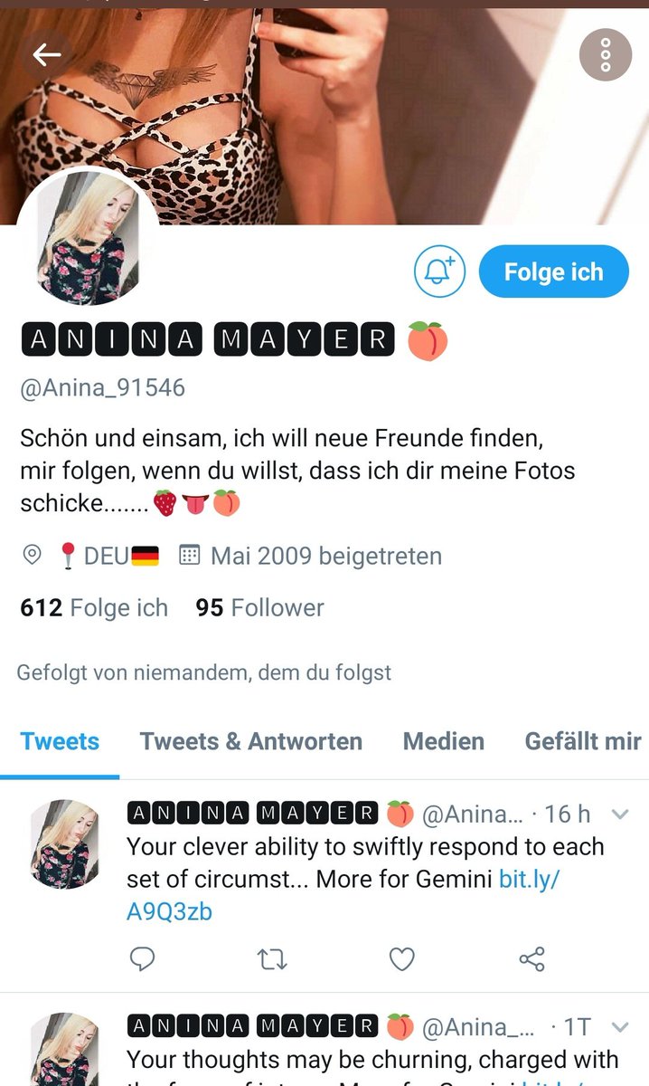HWatchbot's tweet photo. Ich hatte euch schon von meiner Zuckerschnute @Anina_91276 berichtet, die jeden Tag zur selben Uhrzeit das Twitter-Horoskop tweetet. Seit dem 1. November, dem Tag an dem ihr die vorzeigbaren Bilder ausgingen.
Das gleiche Schicksal wie @Helmine_55960. So traurig! 💔
#LoveBotWG https://t.co/VTLZkCLhZT