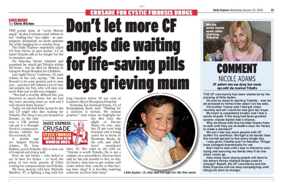 Alidilly's tweet photo. .@vertexpharma the sooner you submit #Trikafta for evaluation the sooner everyone can get on with their lives &amp; you can start saving lives. You’re holding the process up until u submit it, even if its licensed by #EMA UK won’t get it &amp; so the blame is with u #SubmitTrikaftaToday https://t.co/RBR6wDbgij