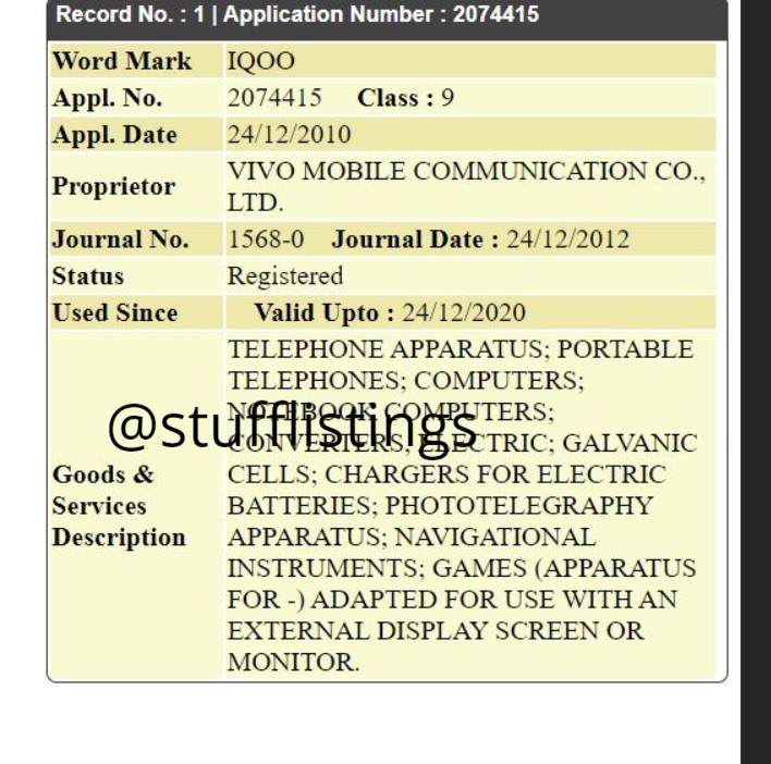 stufflistings's tweet photo. IQOO series coming up in India. The following models have got trademarked - IQOO, IQOO NEO, IQOO Pro, and IQOO Lite.
Feel free to retweet.
#Vivo #IQOO https://t.co/mfg1mWMcEY