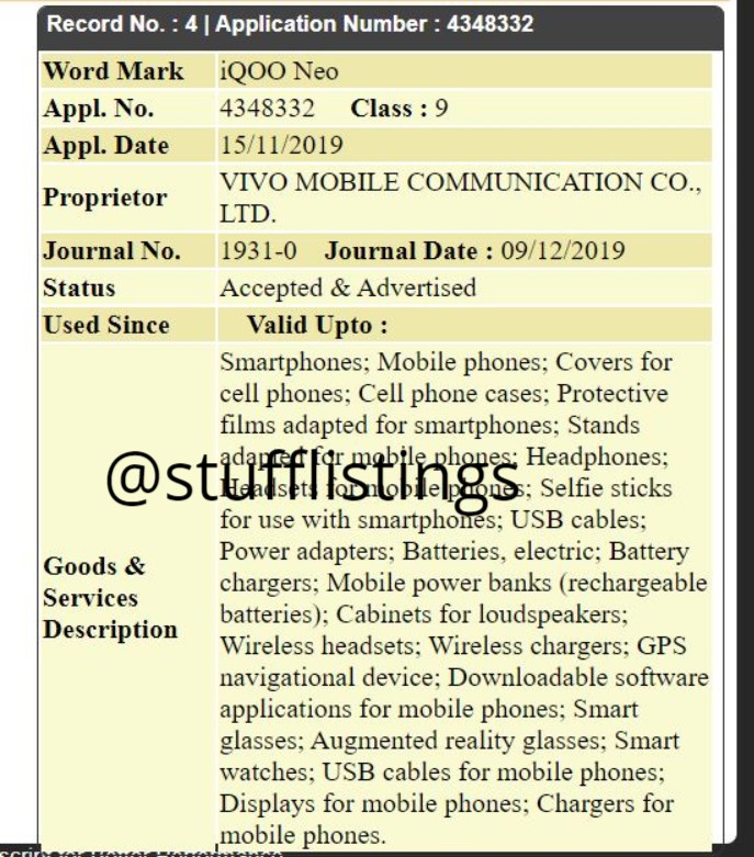 stufflistings's tweet photo. IQOO series coming up in India. The following models have got trademarked - IQOO, IQOO NEO, IQOO Pro, and IQOO Lite.
Feel free to retweet.
#Vivo #IQOO https://t.co/mfg1mWMcEY