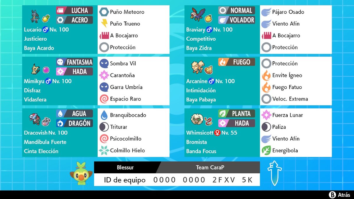 Bl3sSuR's tweet photo. Chic@s aquí os dejo mis Teams terminados por ahora :], 3 de VGC + 1 Singles, el de Hawlucha. #PokemonEspadaEscudo #NintendoSwitch https://t.co/oPWy3LTuqn